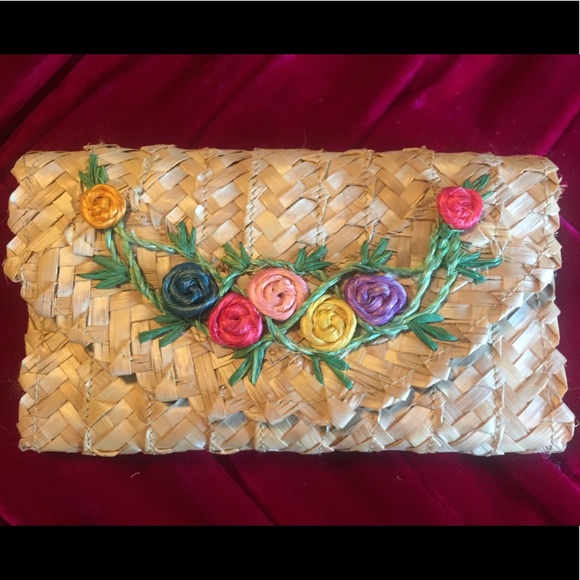 Vintage straw raffia flower pouches set - Picture 8 of 8